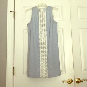 Seersucker blue and white dress